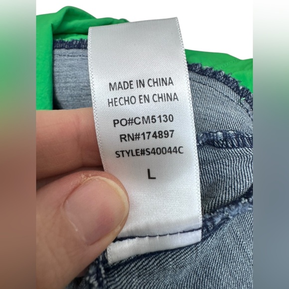 Cherry mellow.  Green Maxi Skirt with Denim Waist - Picture 4 of 6